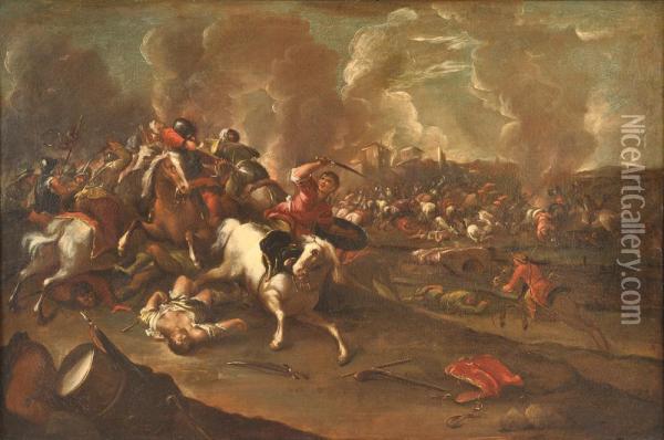 Escena De Batalla Oil Painting - Ambrogio Stefano Di Borgognone