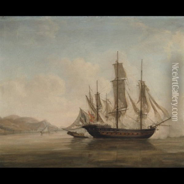 Lord Cochrane's "speedy" Capturing The Spanish Frigate "el Gamo" Oil Painting - Nicholas Pocock