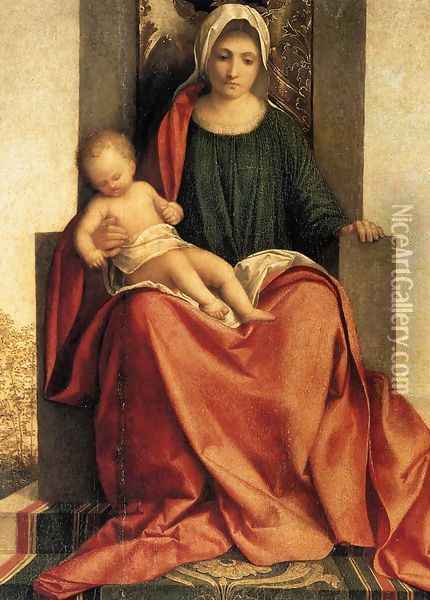 Madonna and Child Enthroned between St Francis and St Liberalis (detail) c. 1505 Oil Painting - Giorgione