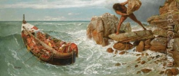 Odysseus Und Polyphem (odysseus And Polyphemus) Oil Painting - Arnold Boecklin