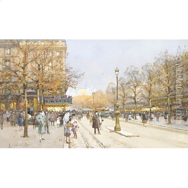 Les Champs Elysees Oil Painting - Eugene Galien-Laloue