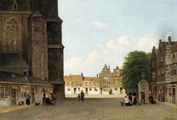 The Cathedral Square Oil Painting - Pierre Jean Jacques Fardon