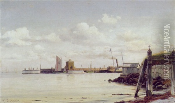 Helsingor Havn Oil Painting - Christian Frederic Eckardt