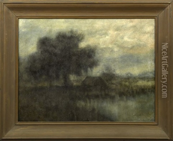 Oak Tree Along The Louisiana Bayou (+ Cabin On The Louisiana Bayou; Pair) Oil Painting - Alexander John Drysdale