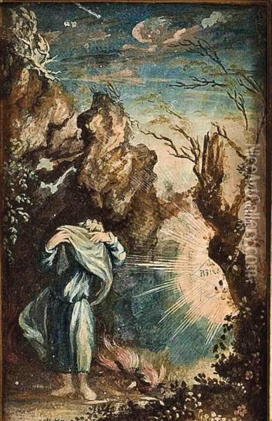 Moses And The Burning Bush Oil Painting - Adam Elsheimer