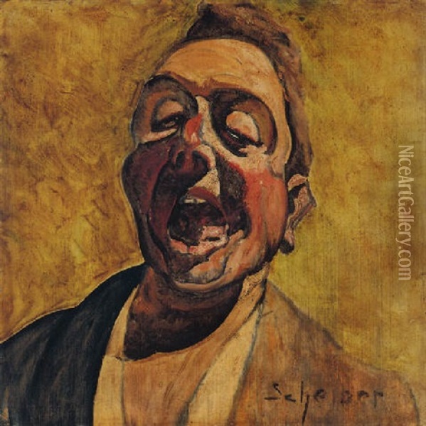 Angst (selbstportrat) Oil Painting - Hugo Scheiber
