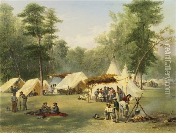 Camp Of The Third Kentucky Confederate Infantry At Corinth, Mississippi Oil Painting - Conrad Wise Chapman