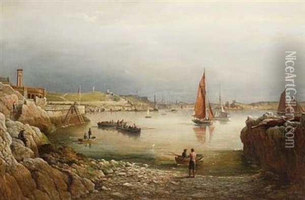 A Lazy Afternoon Off Plymouth Hoe Oil Painting - Richard Brydges Beechey