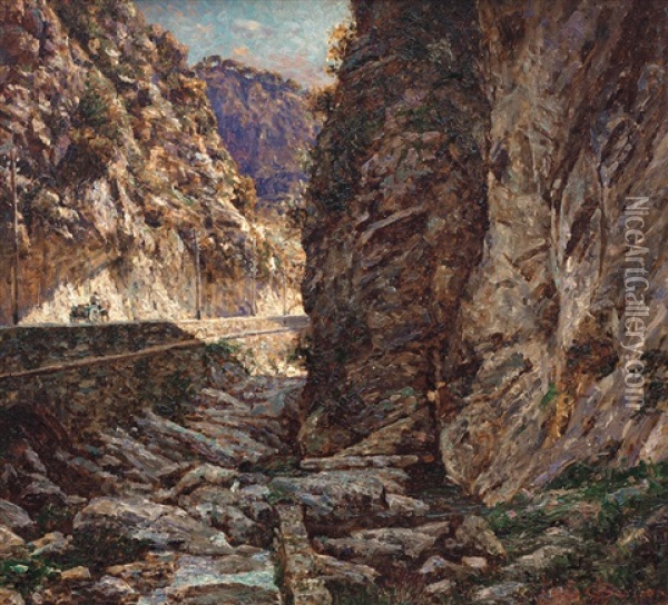 Gorges De Saint Andre (nice) Oil Painting - Angelo Garino