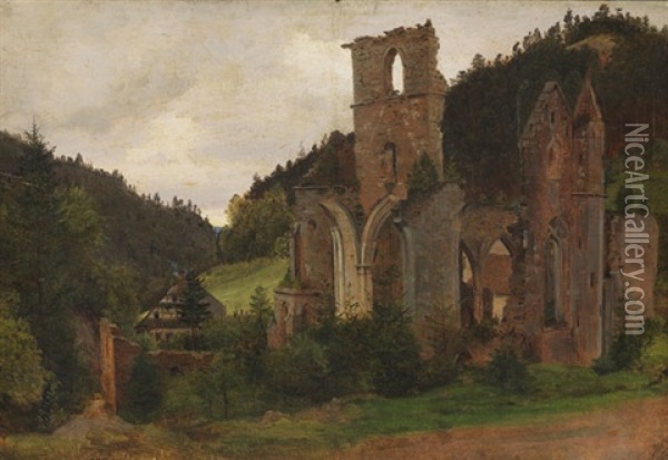 Klosterruine Allerheiligen Bei Oppenau Im Lierbachtal (schwarzwald) Oil Painting - Johann Hermann Carmiencke