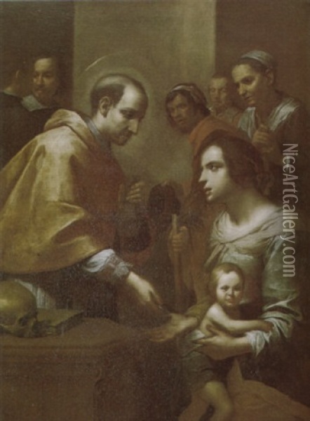 San Gregorio Distribuisce L'elemosina Oil Painting - Giovanni Martinelli