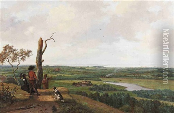 Enjoying The Panoramic View Oil Painting - Nicolaas Johannes Roosenboom