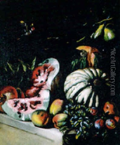 Nature Morte Aux Figues, Pommes Et Raisins Oil Painting - Pietro Paolini