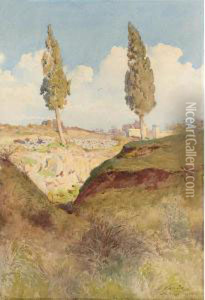 Italian Landscape Oil Painting - Enrico Nardi