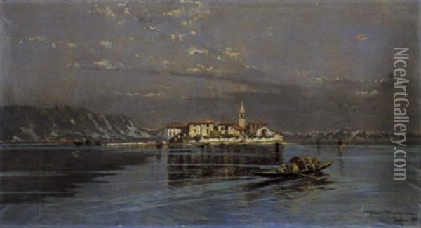 L'isola Dei Pescatori Oil Painting - Riccardo Pellegrini