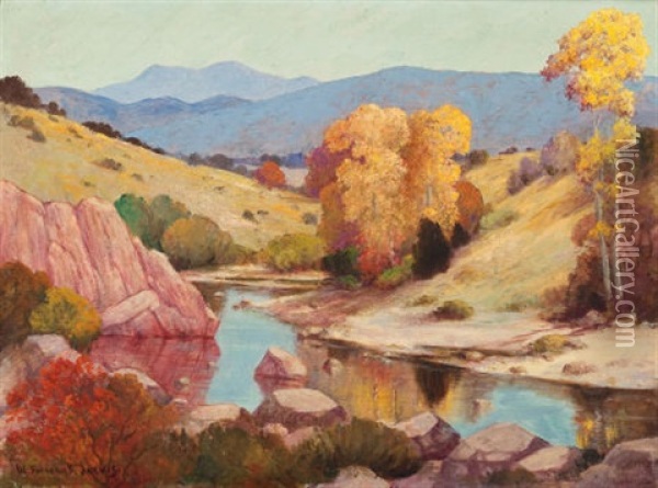 Autumn Landscape With River Oil Painting - Frederick Jarvis