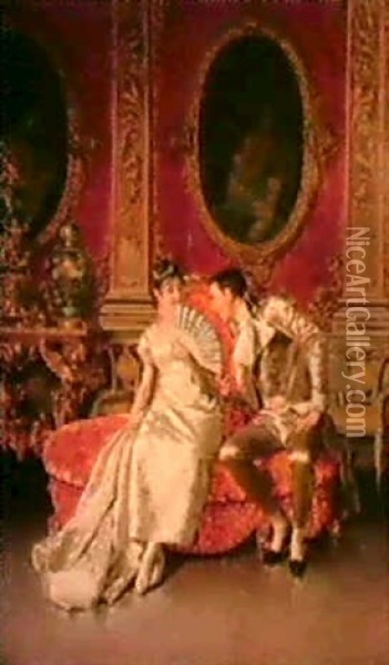 Flirtation Oil Painting - Vittorio Reggianini