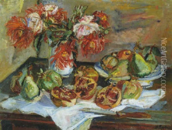 Bouquet Et Grenades Oil Painting - Henri Epstein