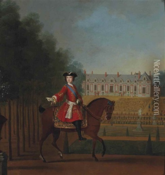 Portrait Equestre Du Jeune Louis Xv (1710-1774) Oil Painting - Pierre Gobert