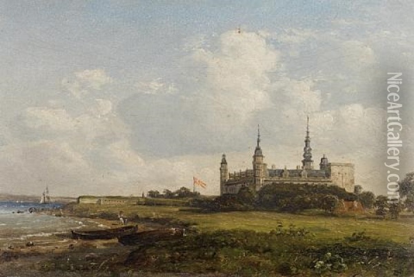 Kronborg Castle Oil Painting - Constantin (Carl Christian Constantin) Hansen