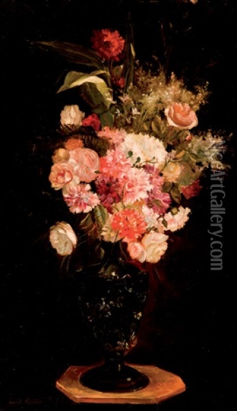 Bodegon De Flores Oil Painting - Jose Maria Bracho Murillo