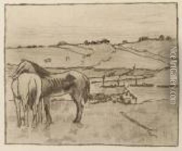 Chevaux Au Paturage Oil Painting - Edgar Degas