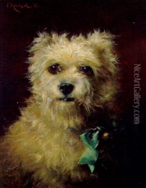 Portrat Eines Hundes Mit Glockchen Oil Painting - Carl Reichert