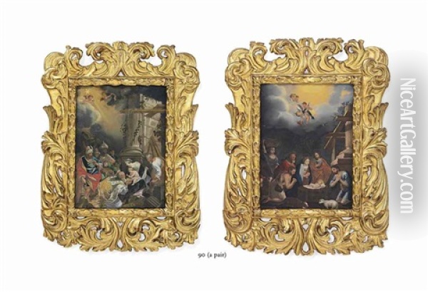 Adoration Of The Magi; Adoration Of The Shepherds (pair) Oil Painting - Joan Petrus von Esch