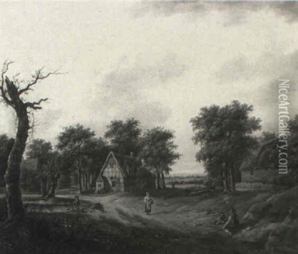 Village Landscape Oil Painting - Salomon van Ruysdael