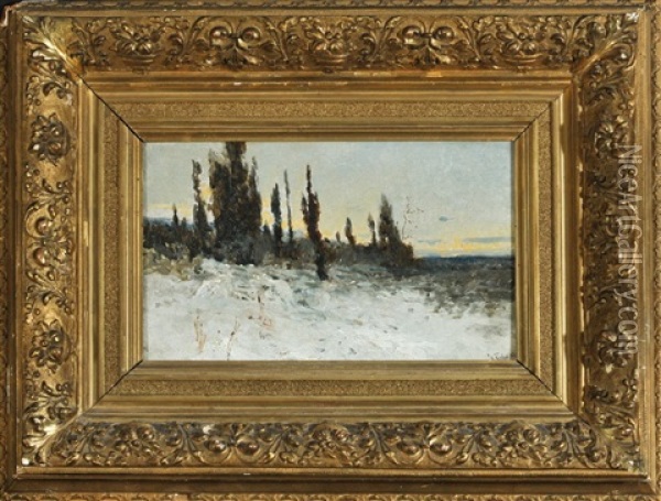 Winterlandschaft Im Schein Der Untergehenden Sonne Oil Painting - Eduard Fischer