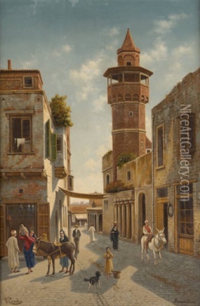 Mosquee A Tunis Oil Painting - Victor Carabain