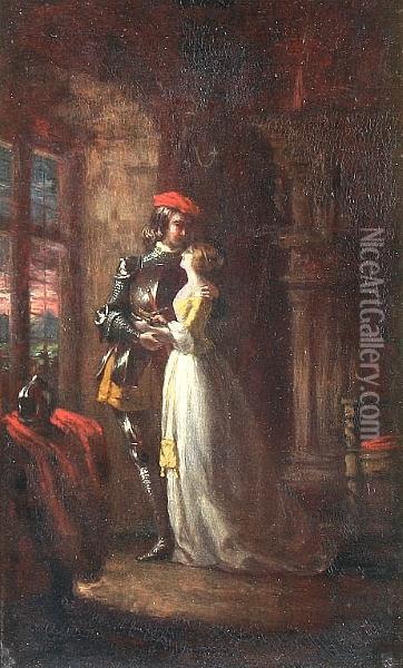Lovers By Moonlight In A Castle Interior Oil Painting - Joseph Noel Paton