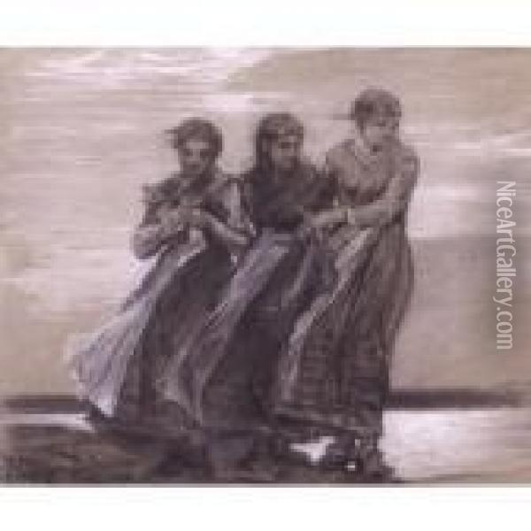 Three Girls Oil Painting - Winslow Homer