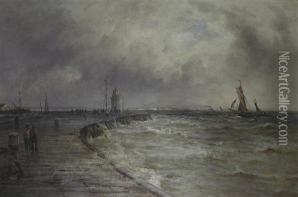 The Harbour Mouth, Gorleston Oil Painting - Gustave de Breanski