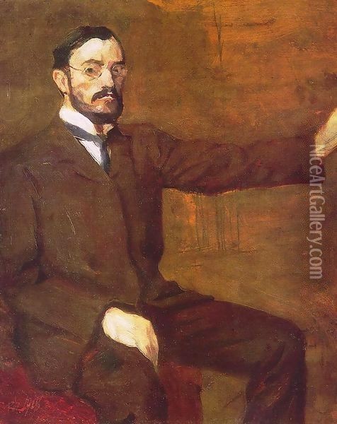 Self portrait 1907 Oil Painting - Bela Onodi