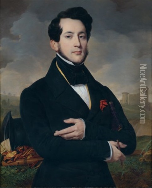 Portrait D'eugene Guyot, Sous-prefet De Vendome Oil Painting - Alexandre-Jean-Baptiste Hesse