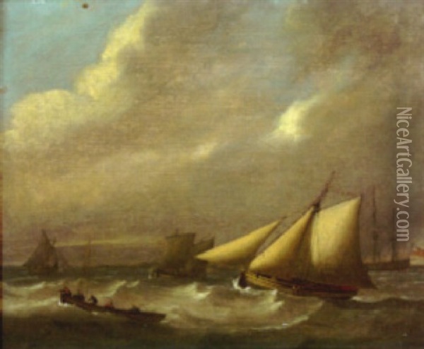 Shipping Offshore At Yarmouth Oil Painting - Thomas Luny