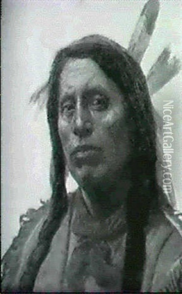 Portrait Of An American Indian Oil Painting - Gordon Coutts