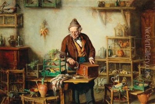 At The Pet Shop Oil Painting - Hermann Kern