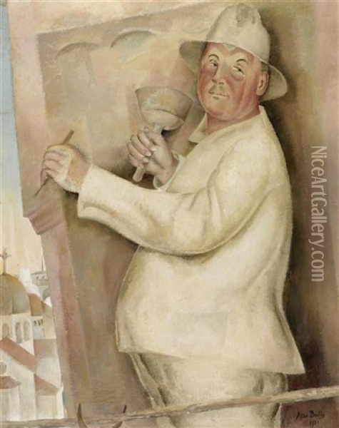 Portrait De Demisio Brazzola, Tailleur De Pierre Oil Painting - Alice Bailly