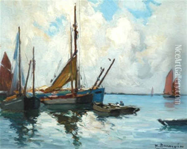 Thoniers Et Sardiniers Oil Painting - Henri Alphonse Barnoin