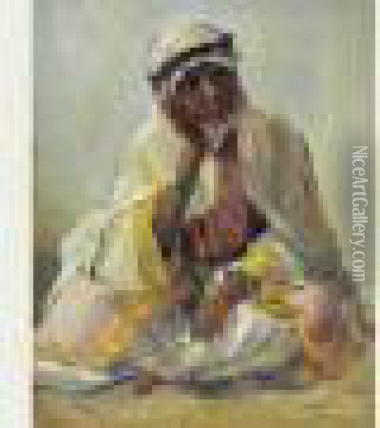 Hachouma, Jeune Fille Chleuh D'azemour Oil Painting - Elie Anatole Pavil