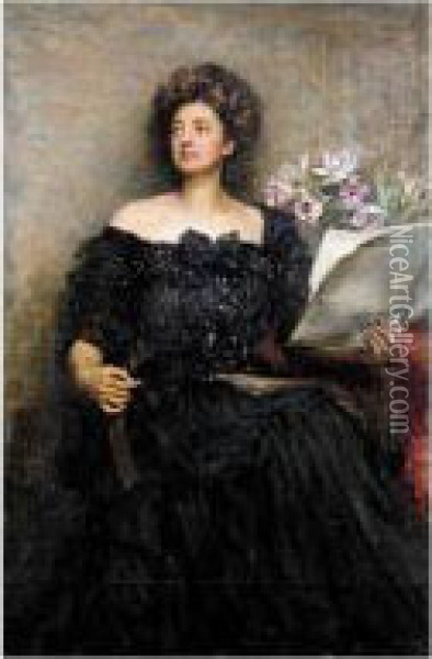 Portrait Of Mrs Harben Oil Painting - Walter C. Urwick