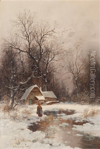 Winter Bei Lyon Oil Painting - Adolf Kaufmann