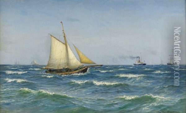 Fartyg Till Havs Oil Painting - Vilhelm Karl Ferdinand Arnesen