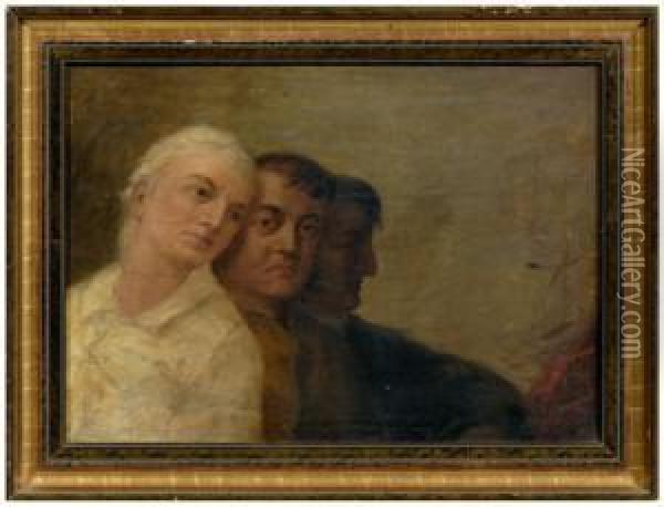 Portrait Of Three Men In A Line Oil Painting - John Trumbull