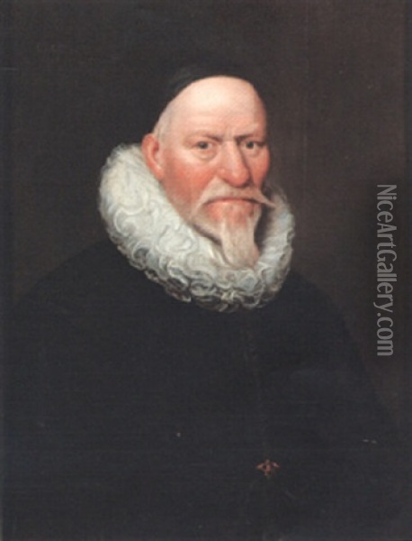 Portrait Of An Old Man In Black With White Ruff Oil Painting - Frans Pourbus the younger