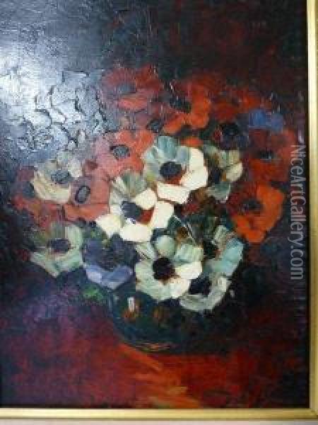 Bouquet D'anemones Oil Painting - Louis Pastour