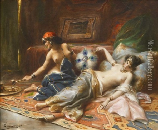 Odalisques Oil Painting - Henri Adrien Tanoux