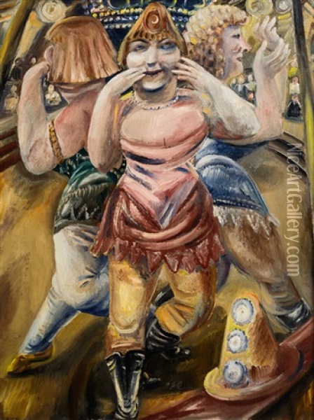 Kusshand Werfende Zirkustanzerinnen Oil Painting - Paul Kleinschmidt